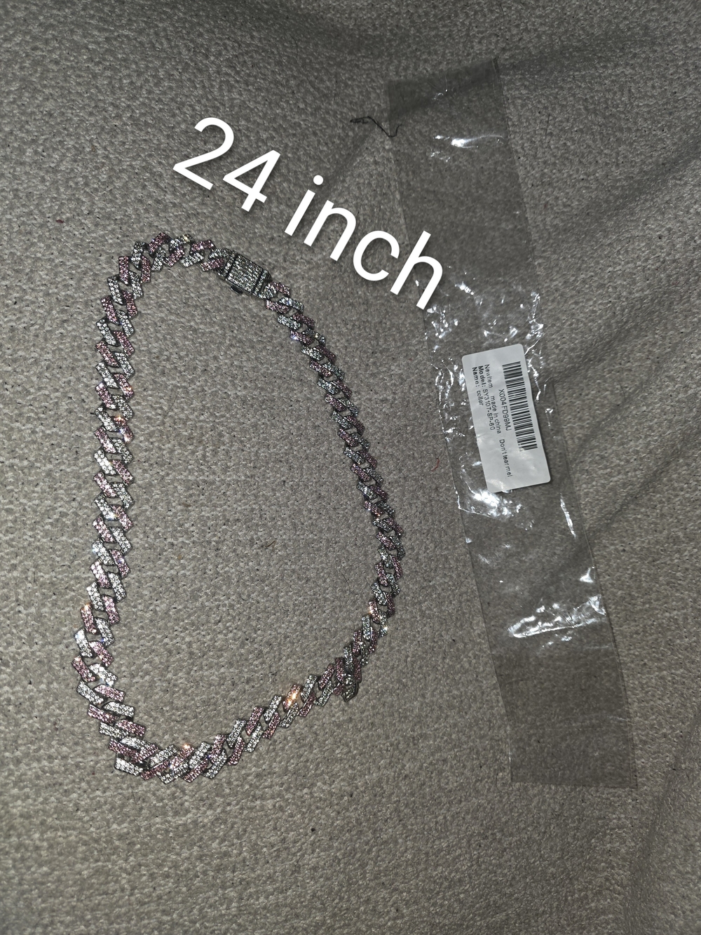 Braided Sparkle Dog Necklace Collar - Pink & Silver 24 Inch